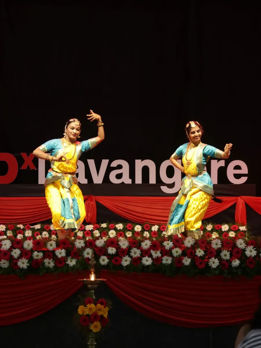 Bharatanatyam dancers performing at TEDxDavangere 2025