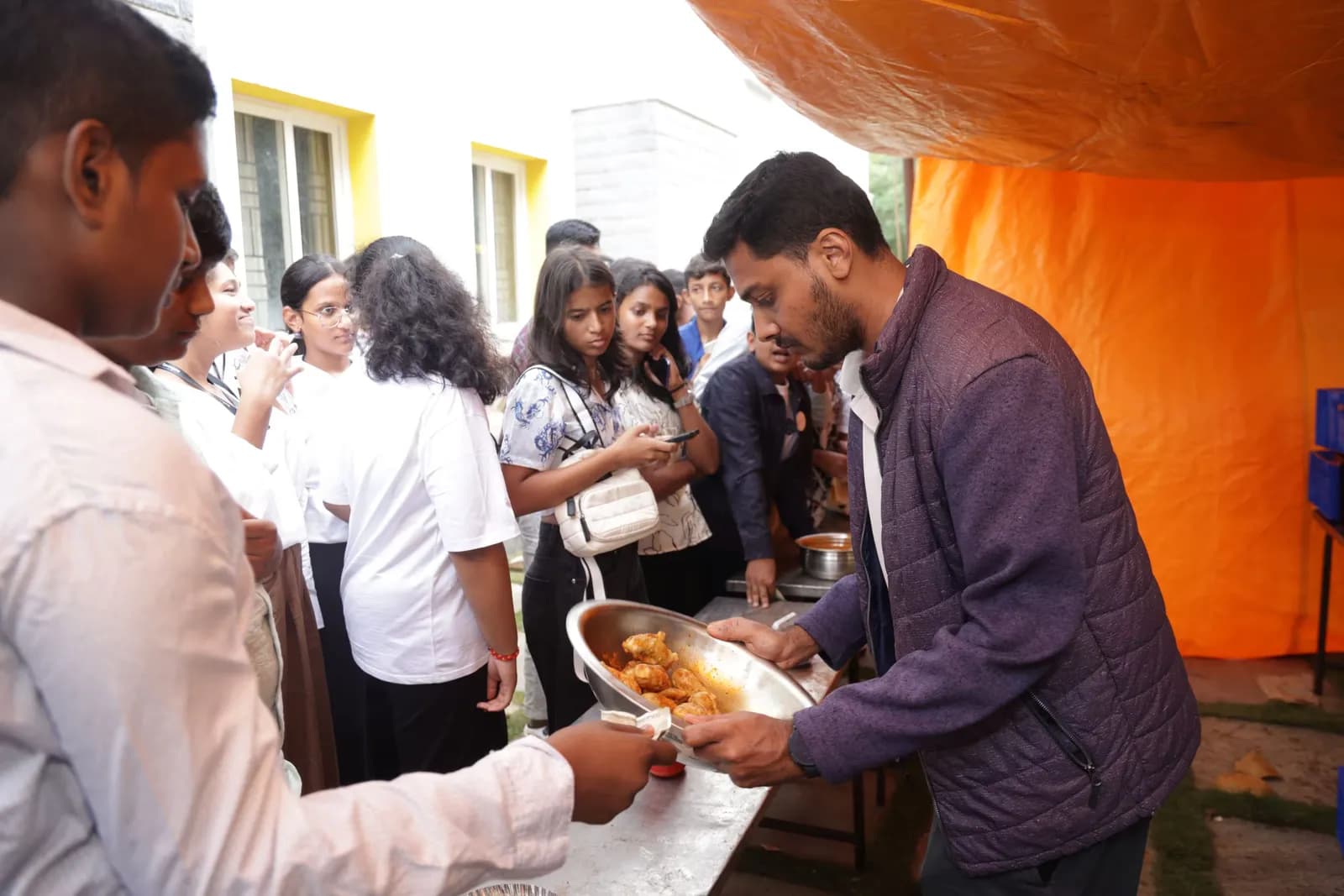 Snacks being served at the refreshments stall