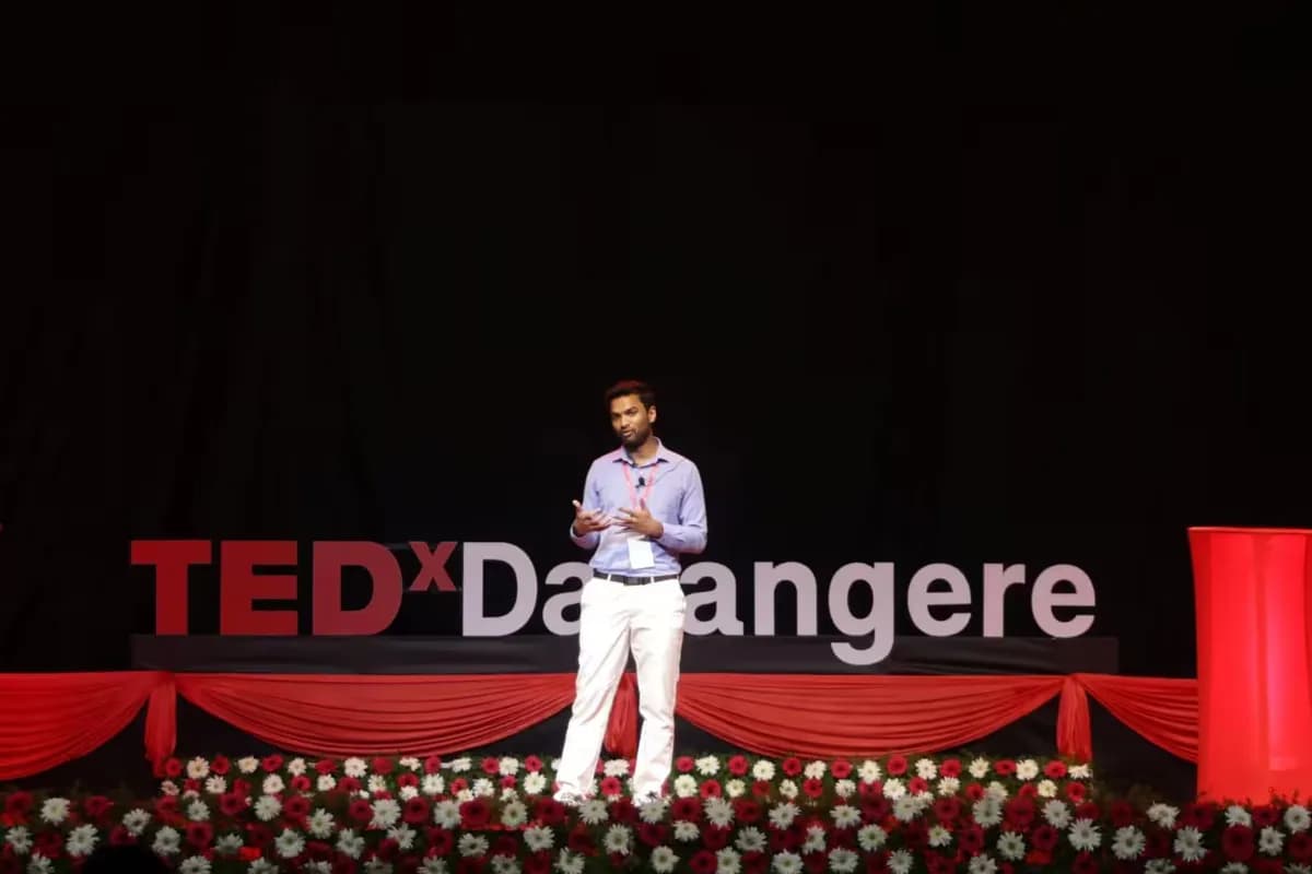 Navajith Karkera speaking at TEDxDavangere 2025