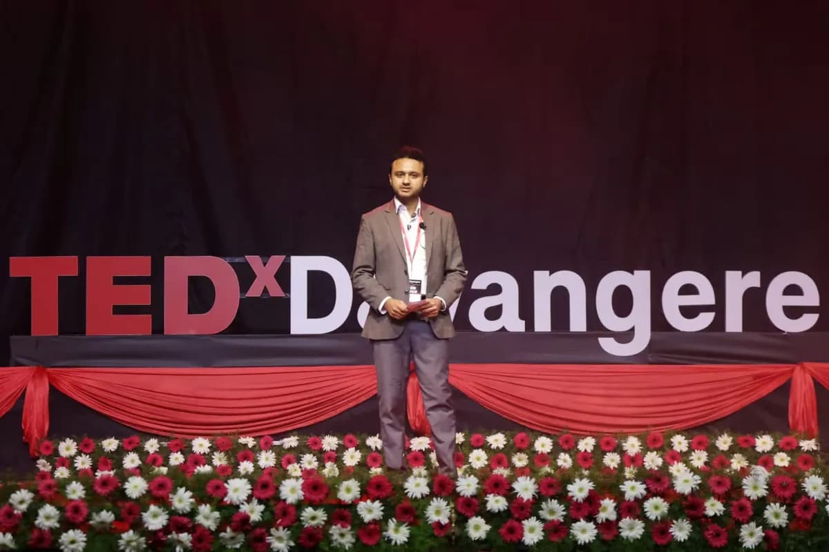 Prashasth Baliga speaking at TEDxDavangere 2025